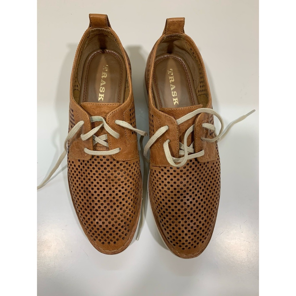 Trask Sneakers Oxfords Leather Brown Lena Women's Perforated - 7.5M - Picture 2 of 6